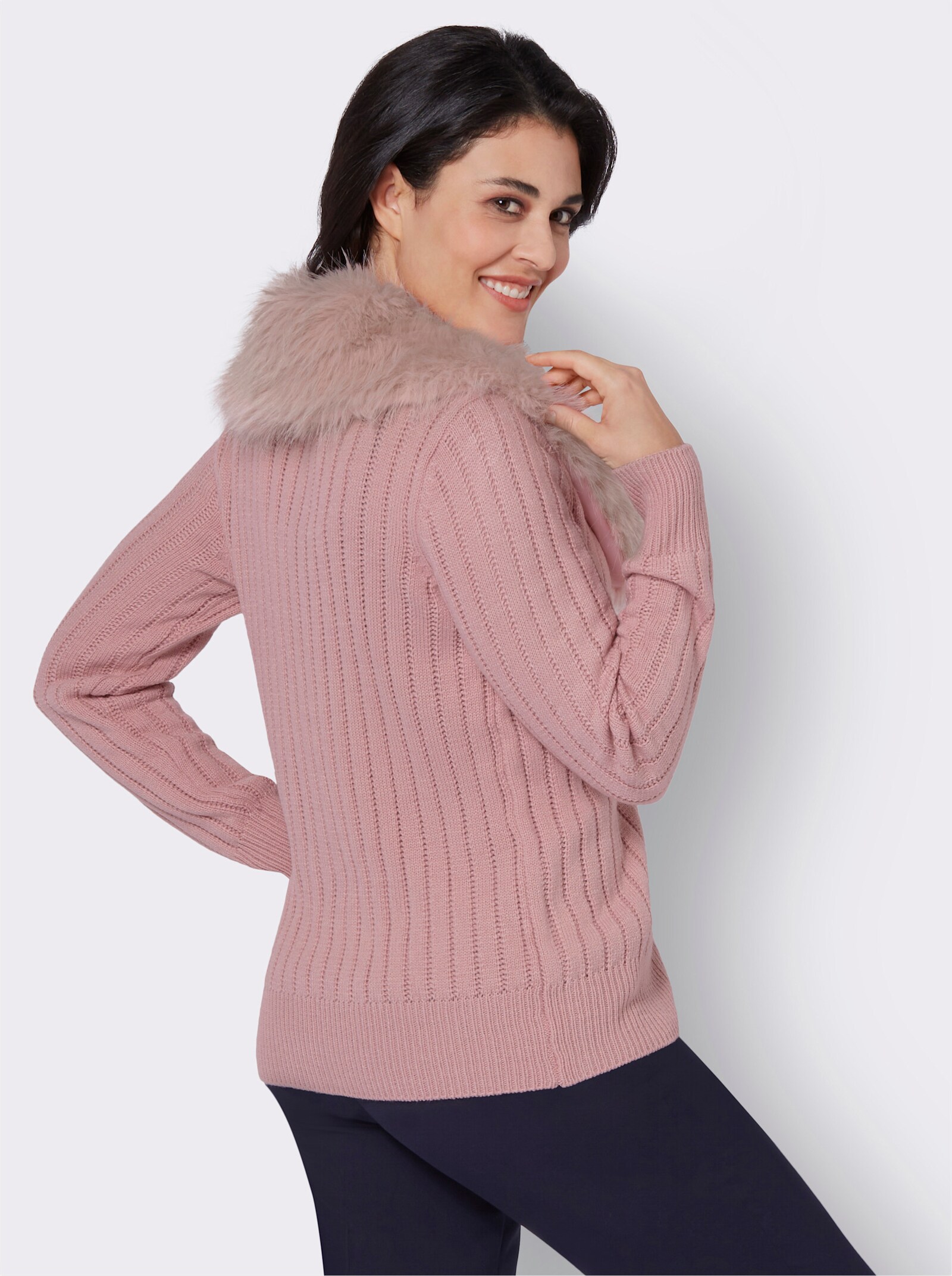  Cardigan in Rippen-Struktur - hortensie
