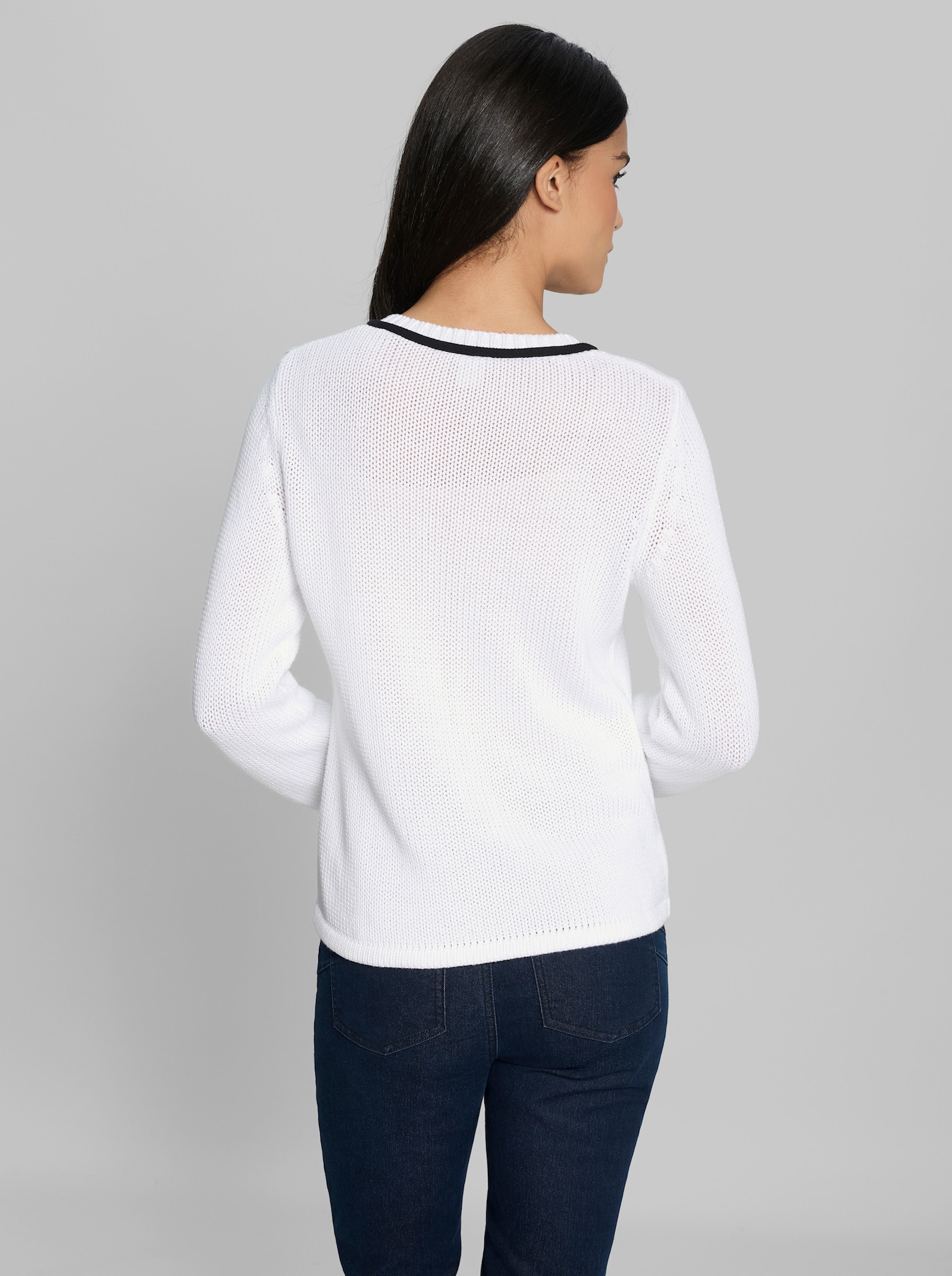 heine Strickjacke mit Kontrast-Details - weiß
