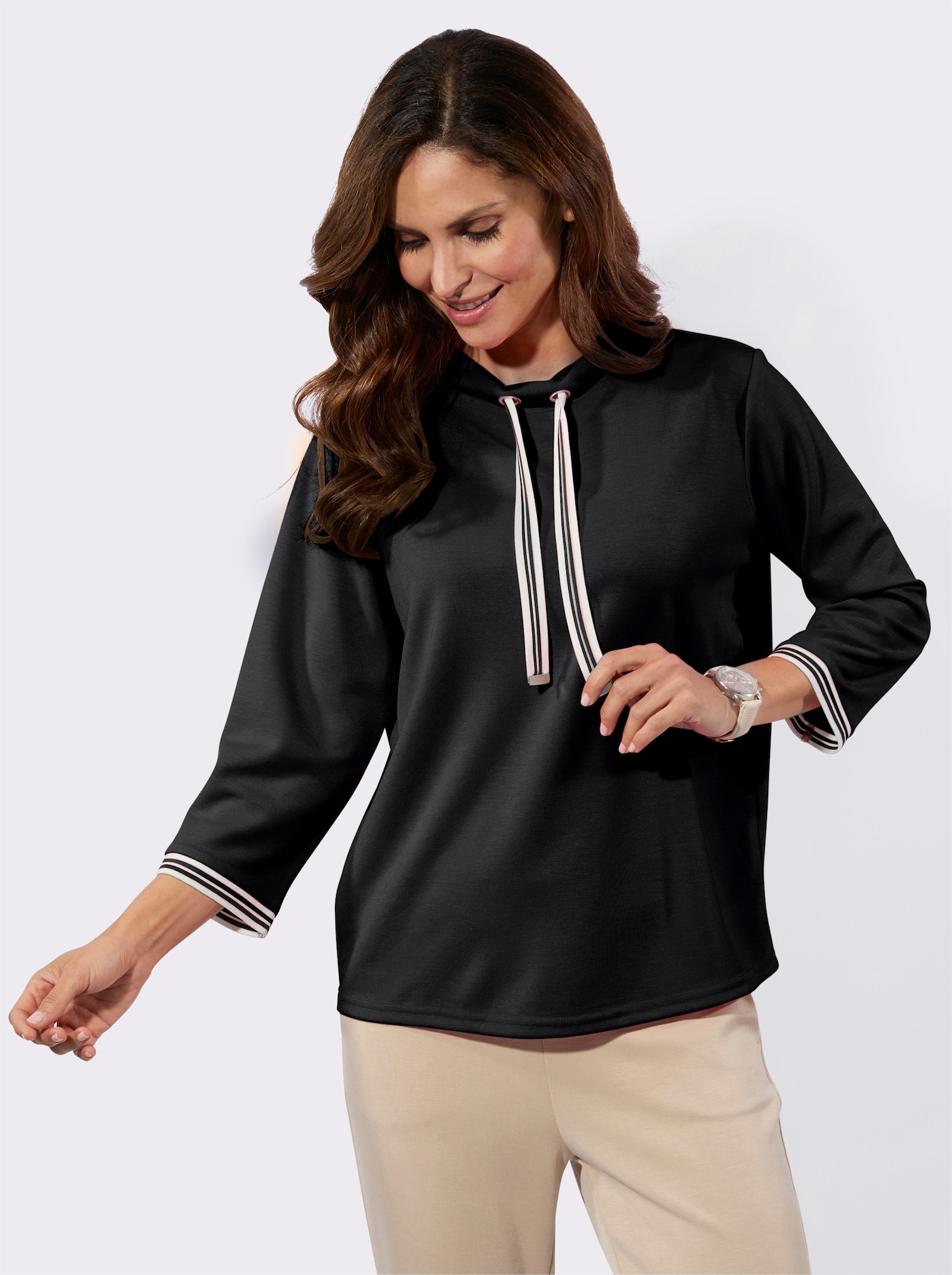 Stehkragenshirt in Super-Soft-Qualität - schwarz