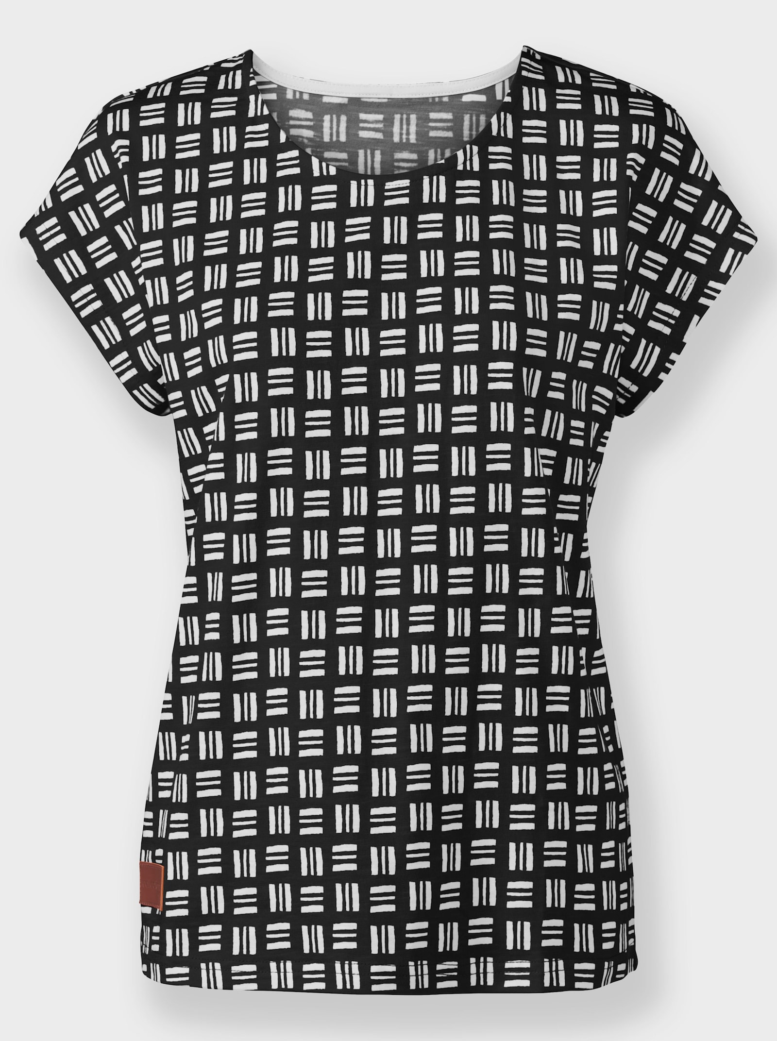 Shirt met print, van puur katoen - zwart/ecru geprint
