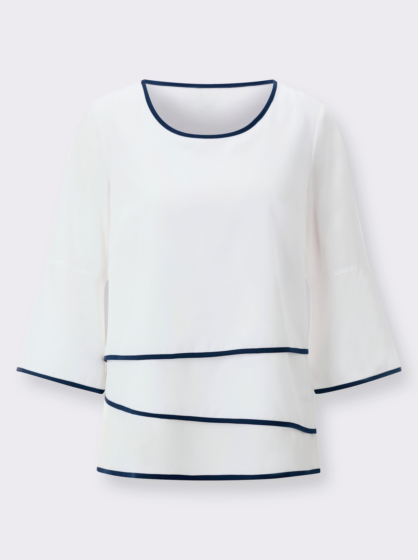 Schlupfbluse mit 3 Lagen im Vorderteil - weiß