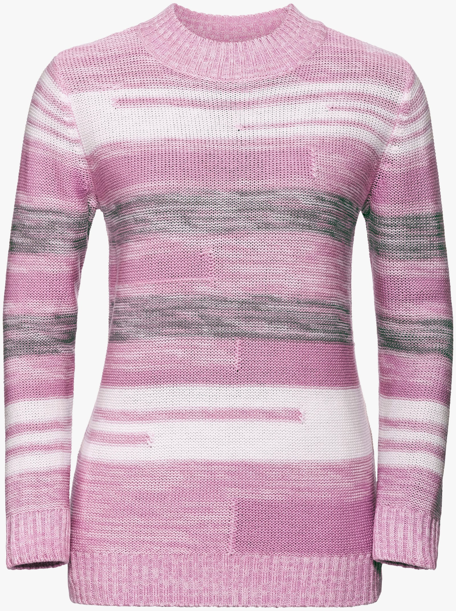 Stehkragenpullover mit Streifen-Muster - altrosé-meliert