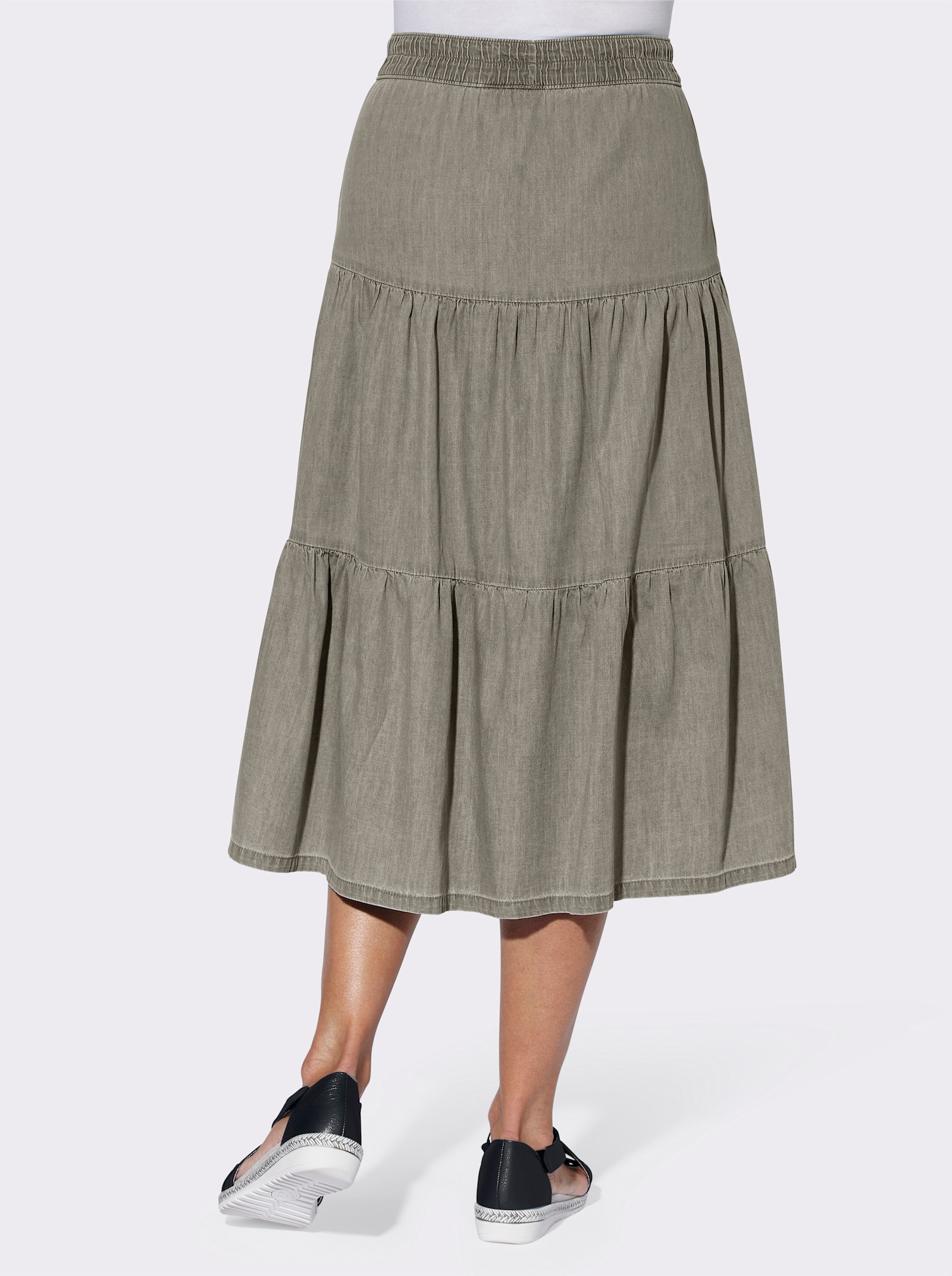 Jeansrock in Stufenform - grey denim