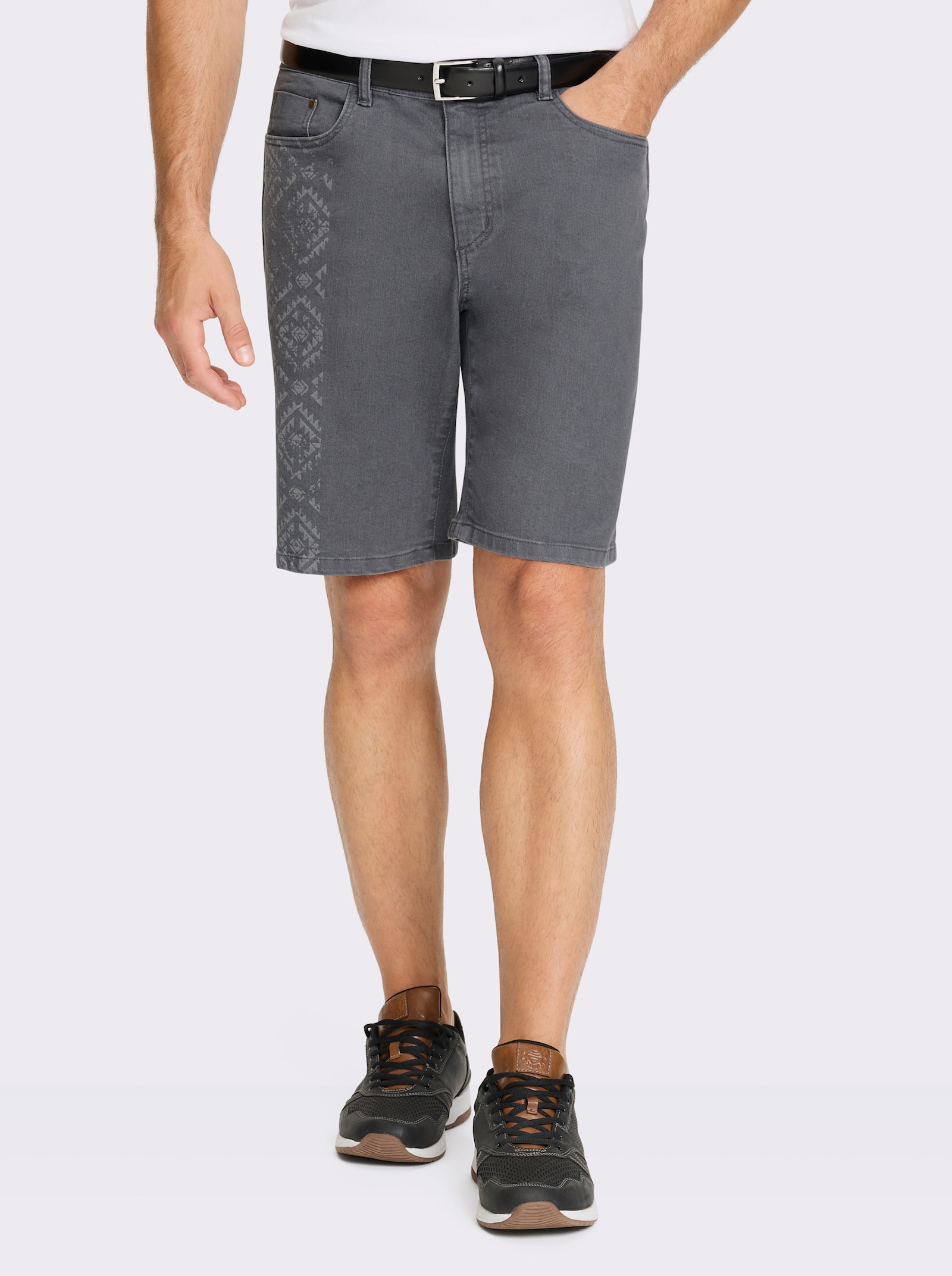 Marco Donati Bermudas mit Detail im Ethno-Dessin - grey-denim