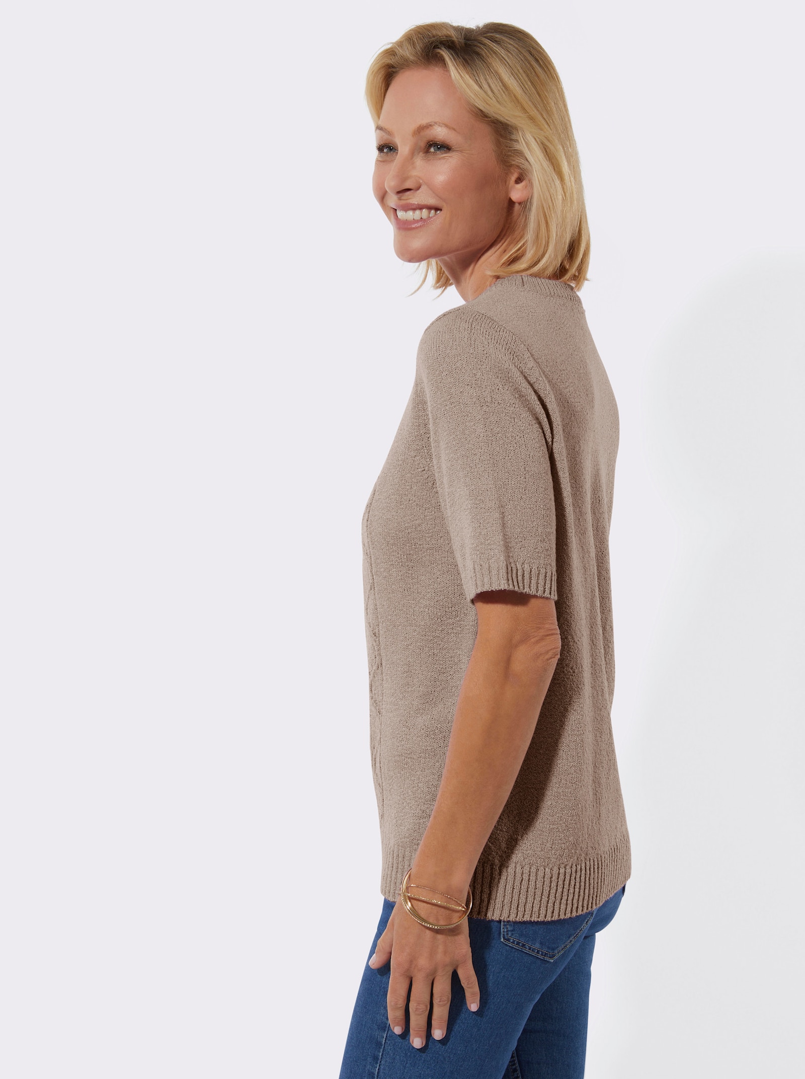 Ajourpullover in Bouclé-Qualität - sesam