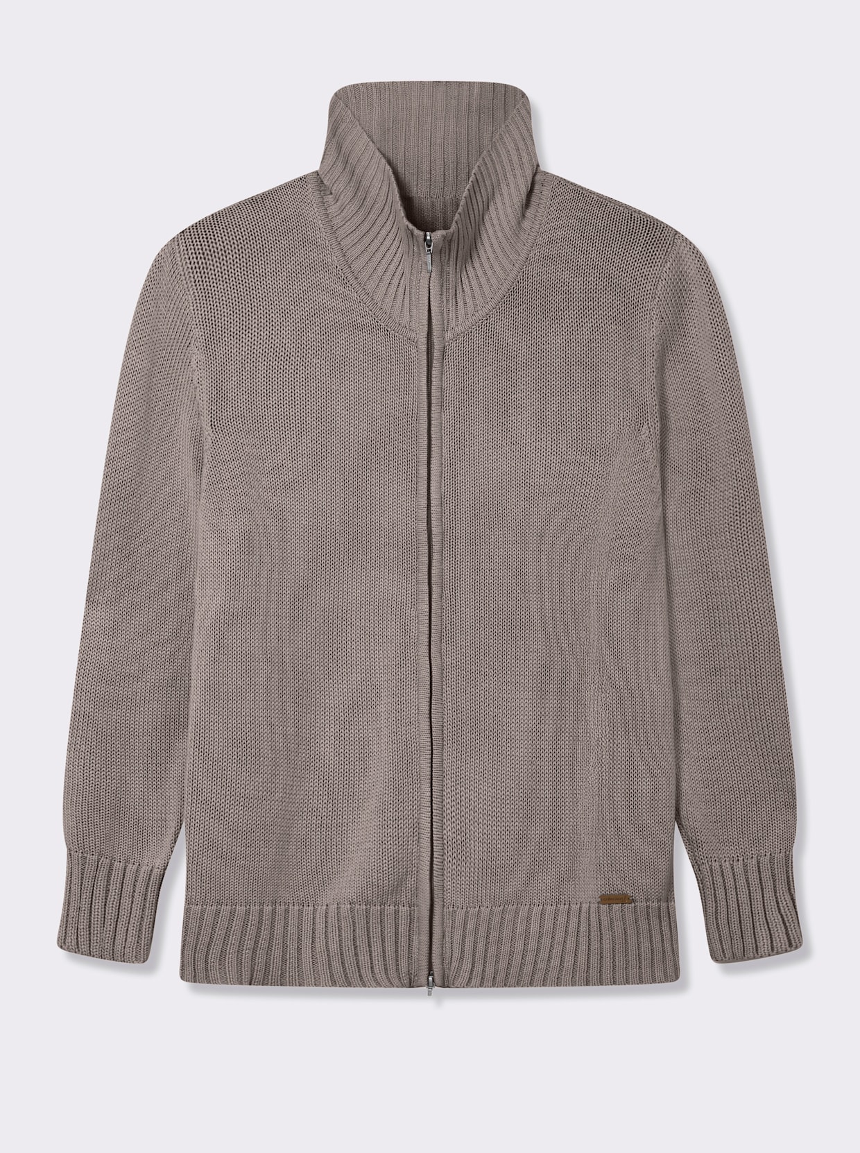 Strickjacke mit 2-Wege-Reißverschluss - taupe-meliert