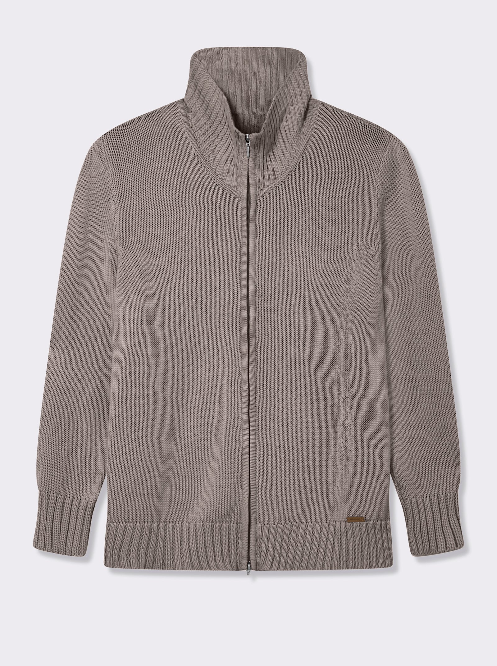 Strickjacke mit 2-Wege-Reißverschluss - taupe-meliert