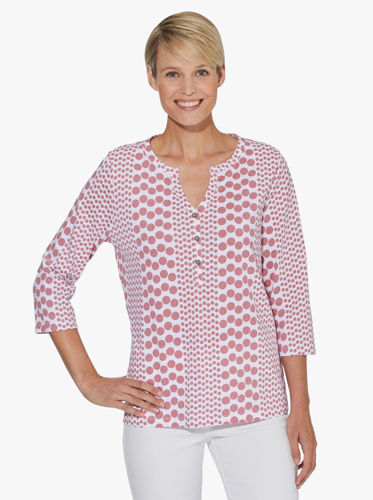 Shirt met 3/4-mouw - rozenhout geprint