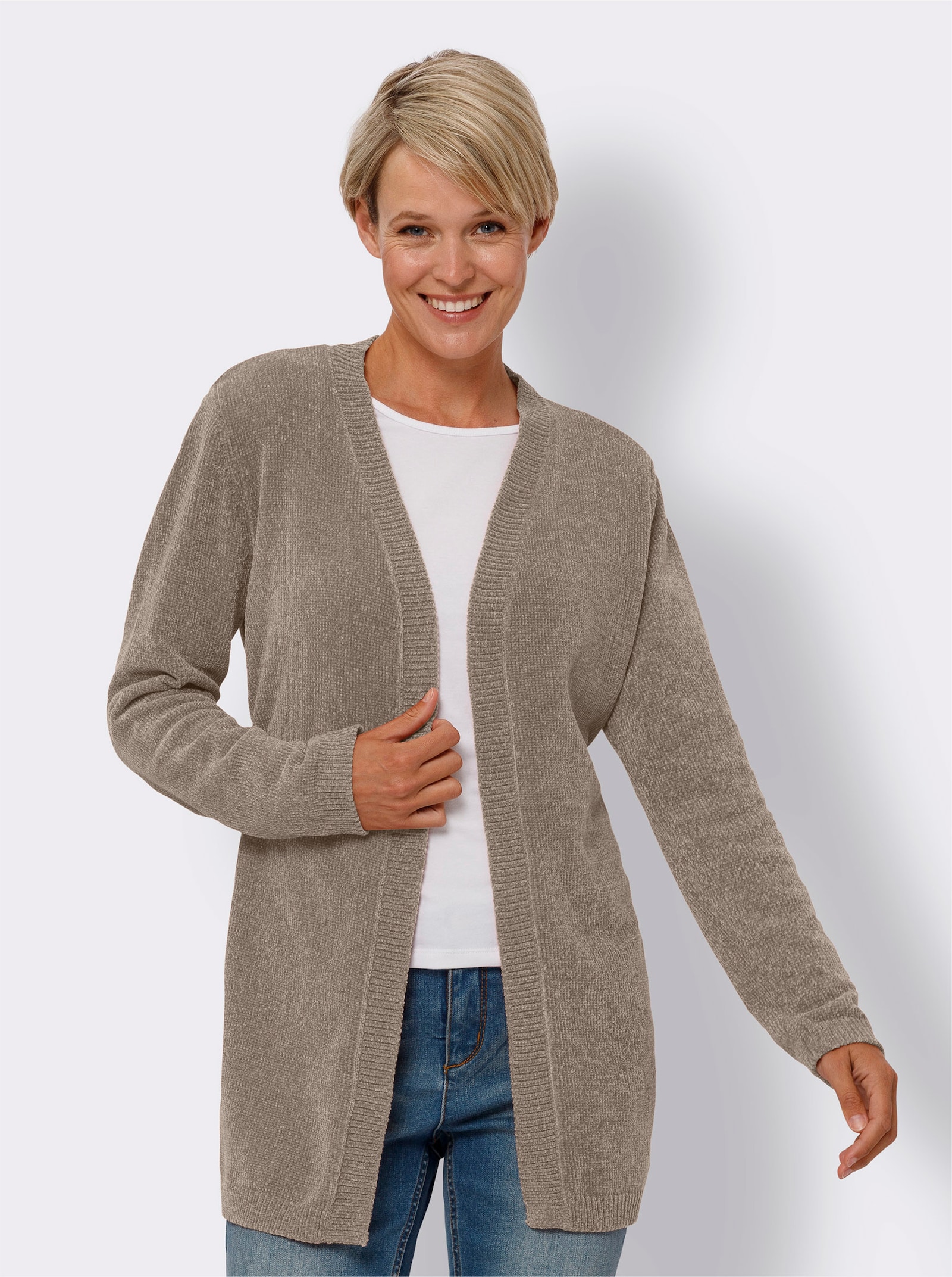 Strickjacke in Chenille-Qualität - sesam