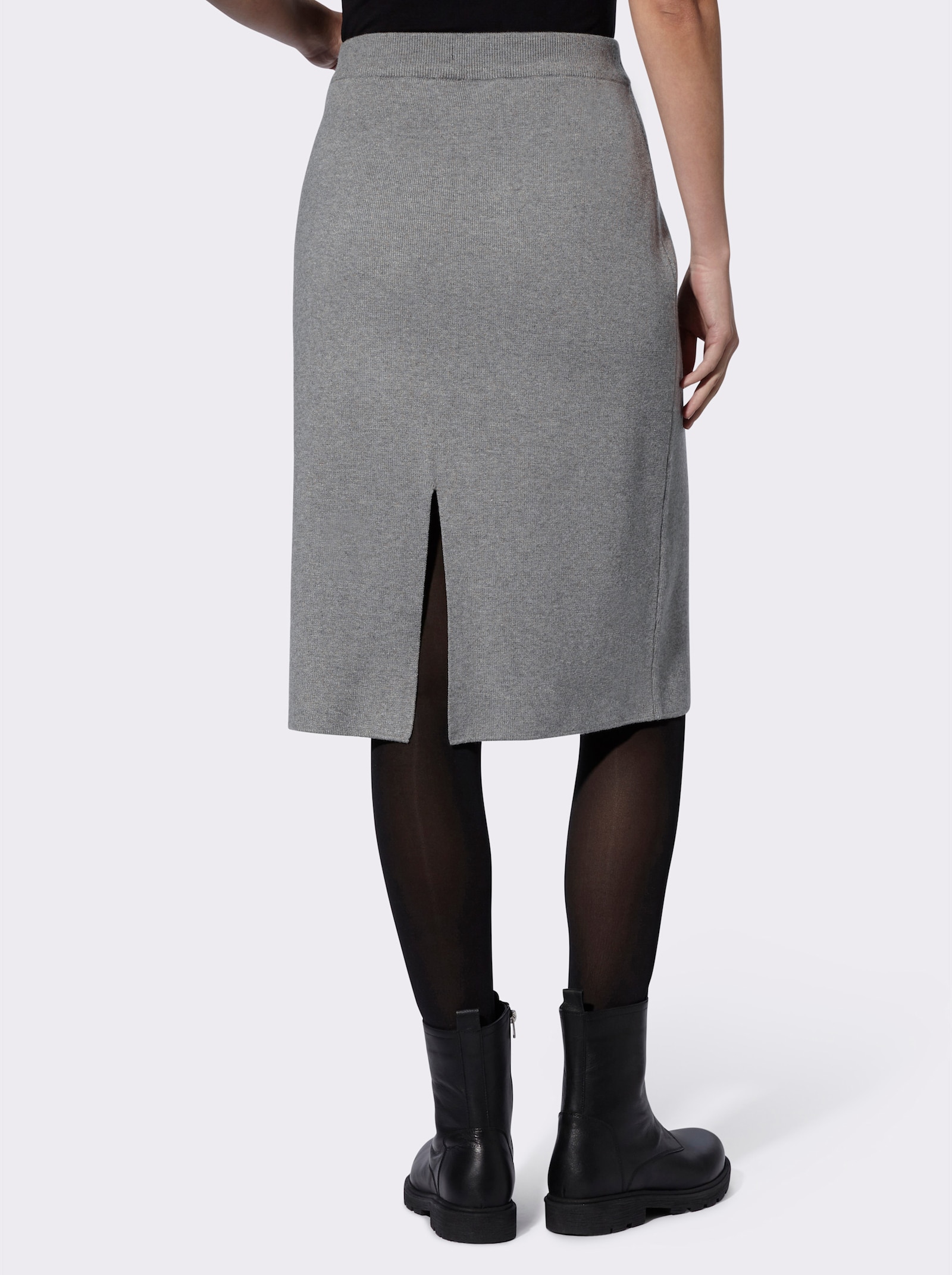 heine Strickrock mit Zierknöpfen - grau-meliert