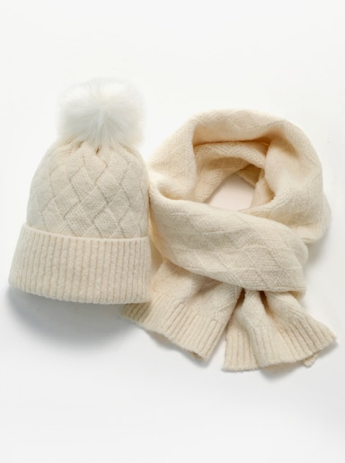 Schal mit Mütze - beige