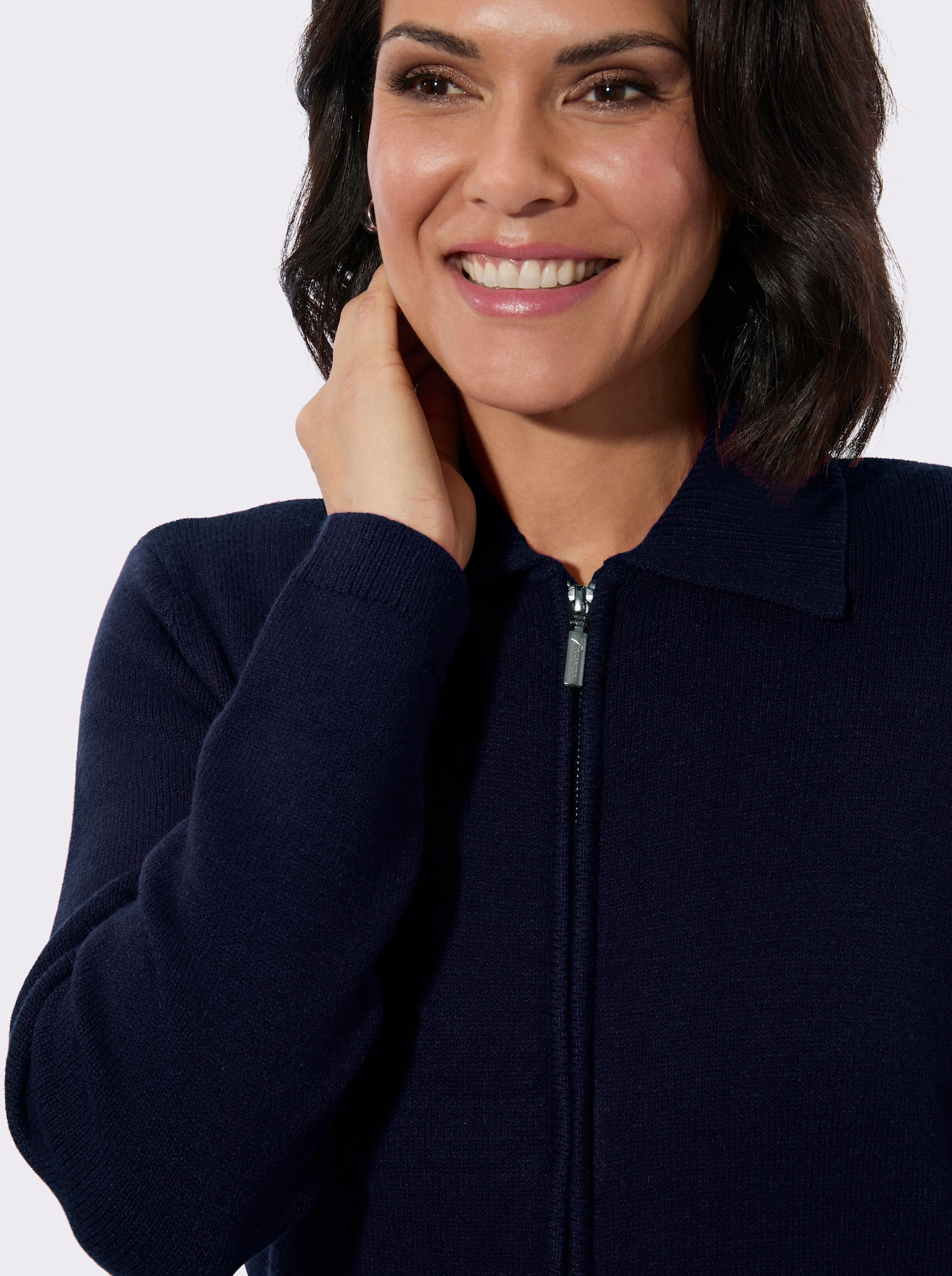 Strickjacke mit Polokragen - marine