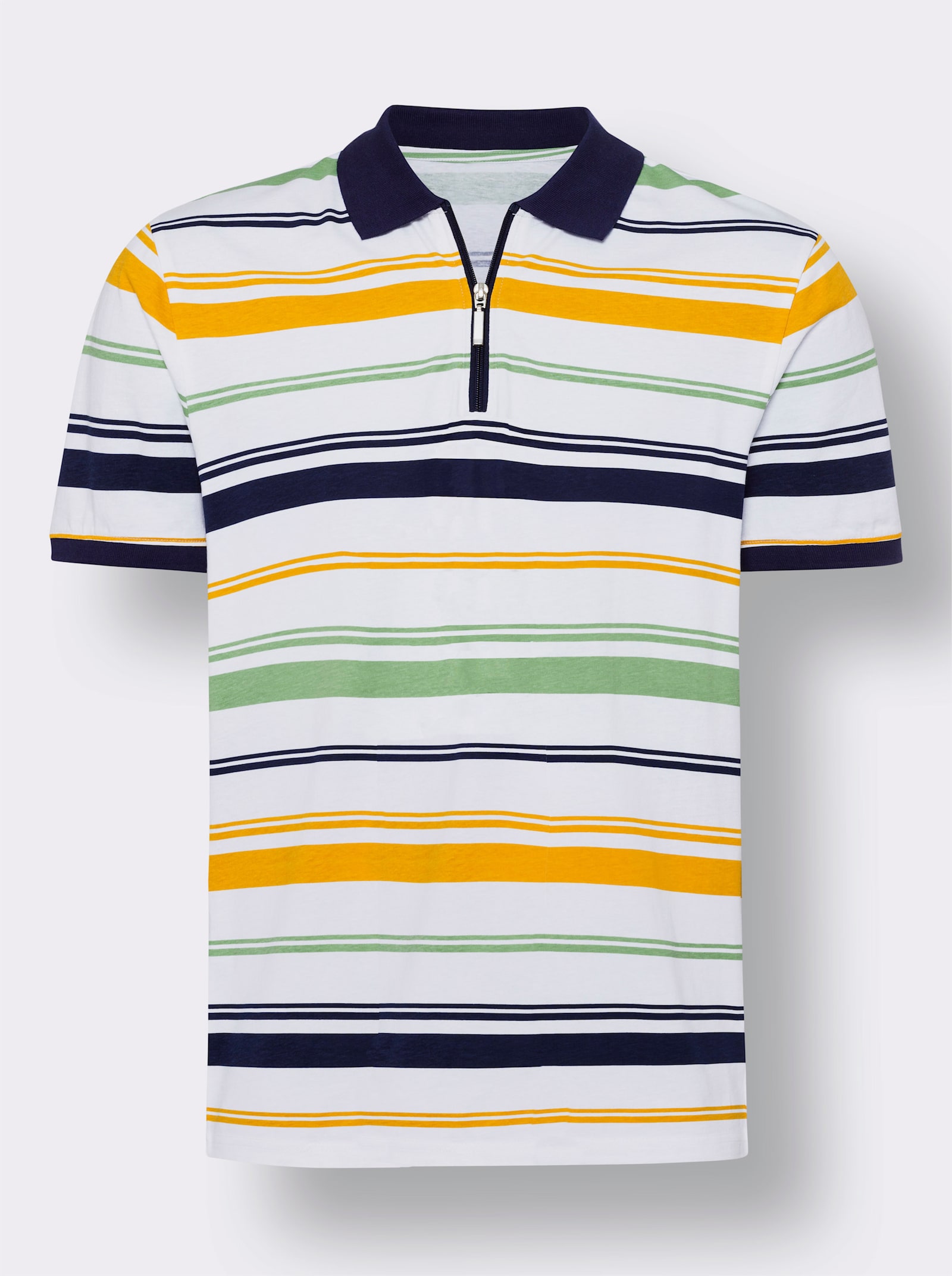 Poloshirt - weiß-marine-geringelt