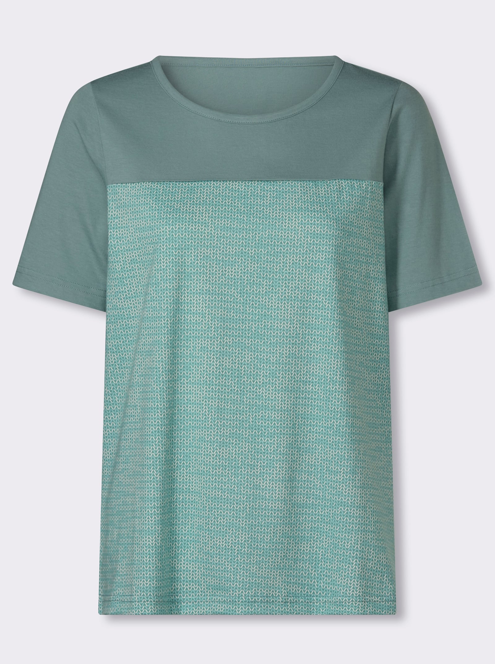 Shirt met korte mouwen in mêleelook - jade/kalkmint bedrukt