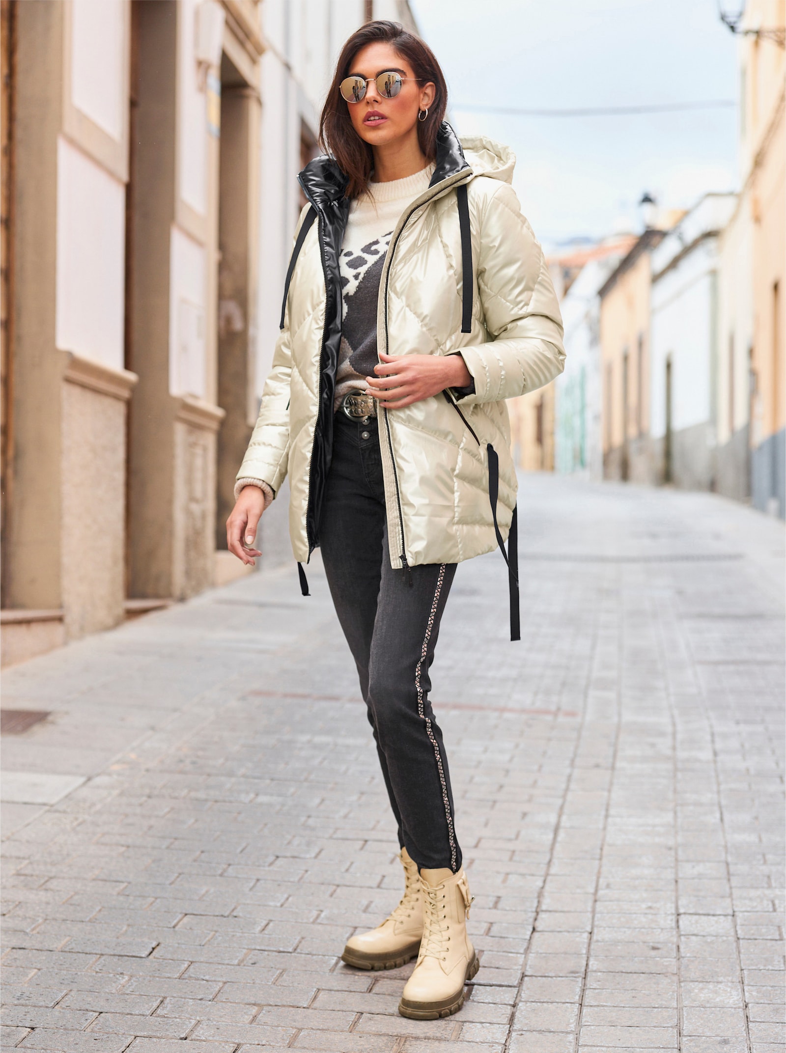 heine Gewatteerde jas in metallic look - metallic