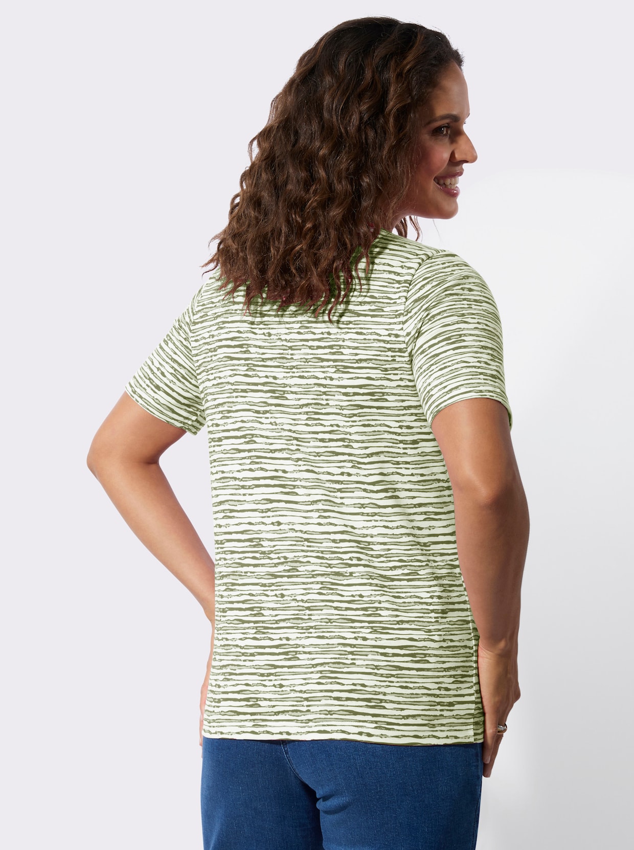 T-Shirt - khaki-lindgrün-bedruckt
