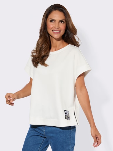 Sweatshirt mit Seitenschlitzen - ecru