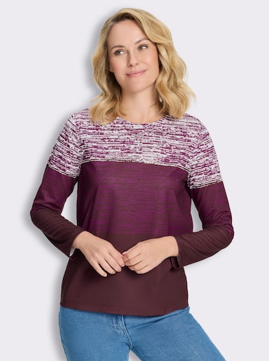 Sweatshirt mit Farbverlauf-Druck - burgund-malve-bedruckt