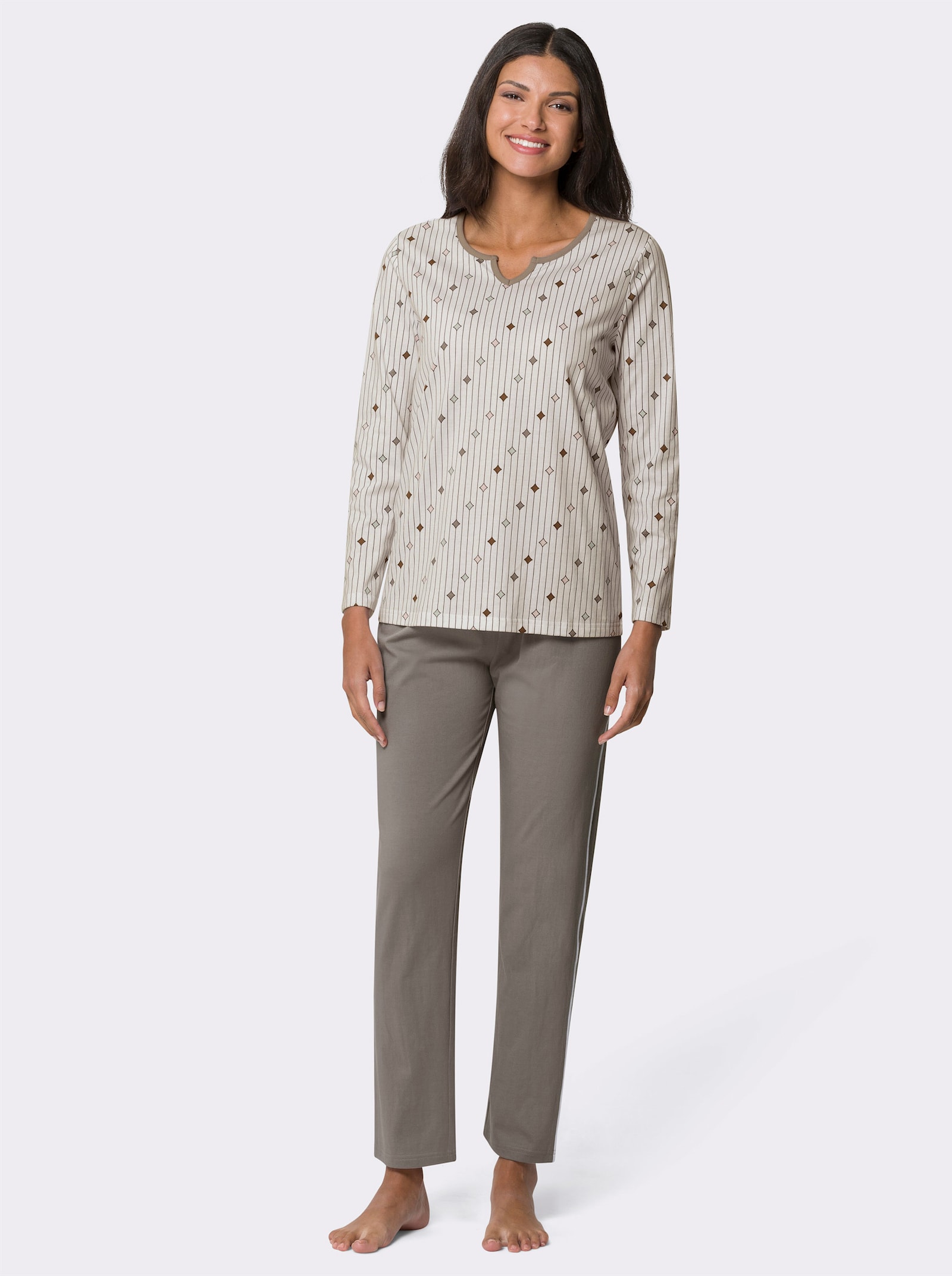 Pyžamo s grafickým vzorem - ecru-šedá