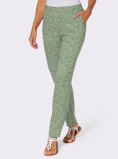 Schlupfhose mit Punktedessin - eucalyptus-weiß-bedruckt