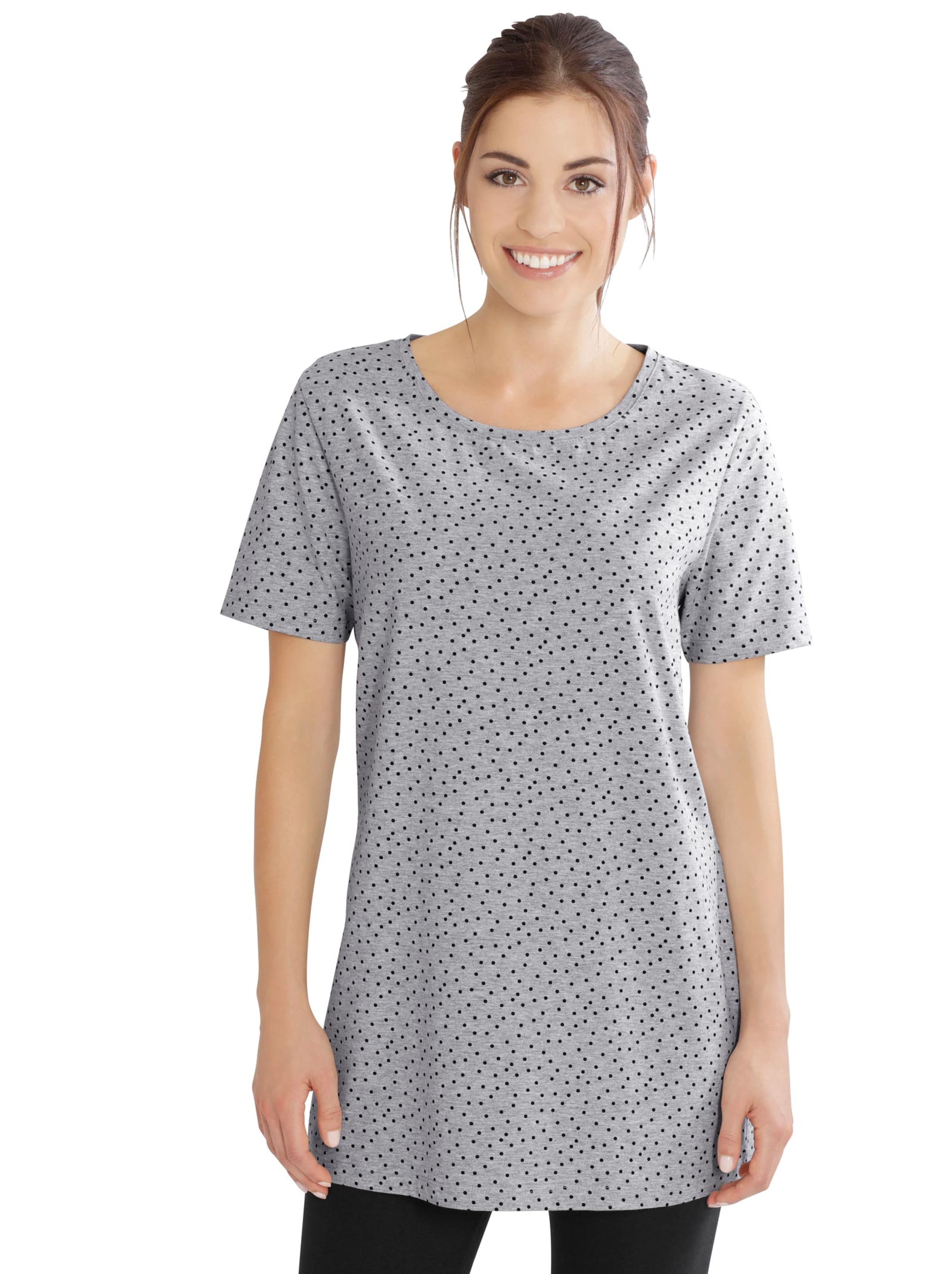 Longshirt - grau-schwarz-bedruckt