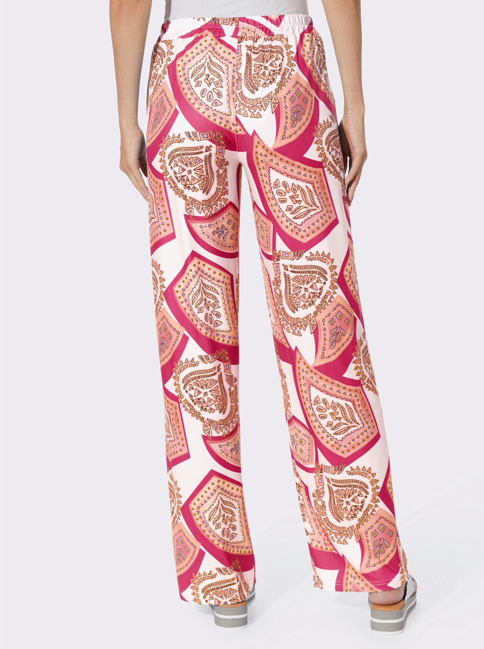 heine Schlupfhose mit 2 Taschen - pink-ecru-bedruckt