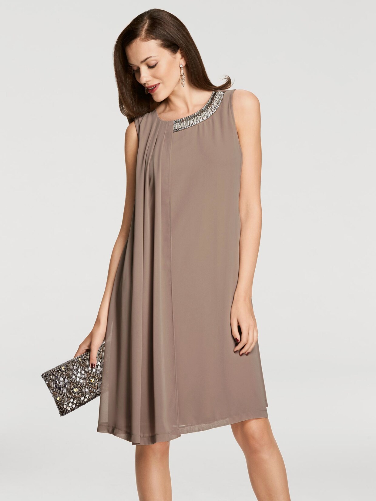 Patrizia Dini Chiffonkleid - taupe