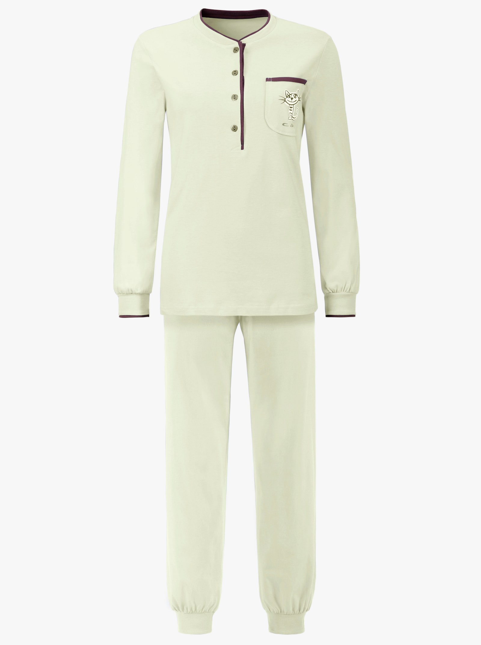 wäschepur Schlafanzug mit Katzen-Motiv - mint