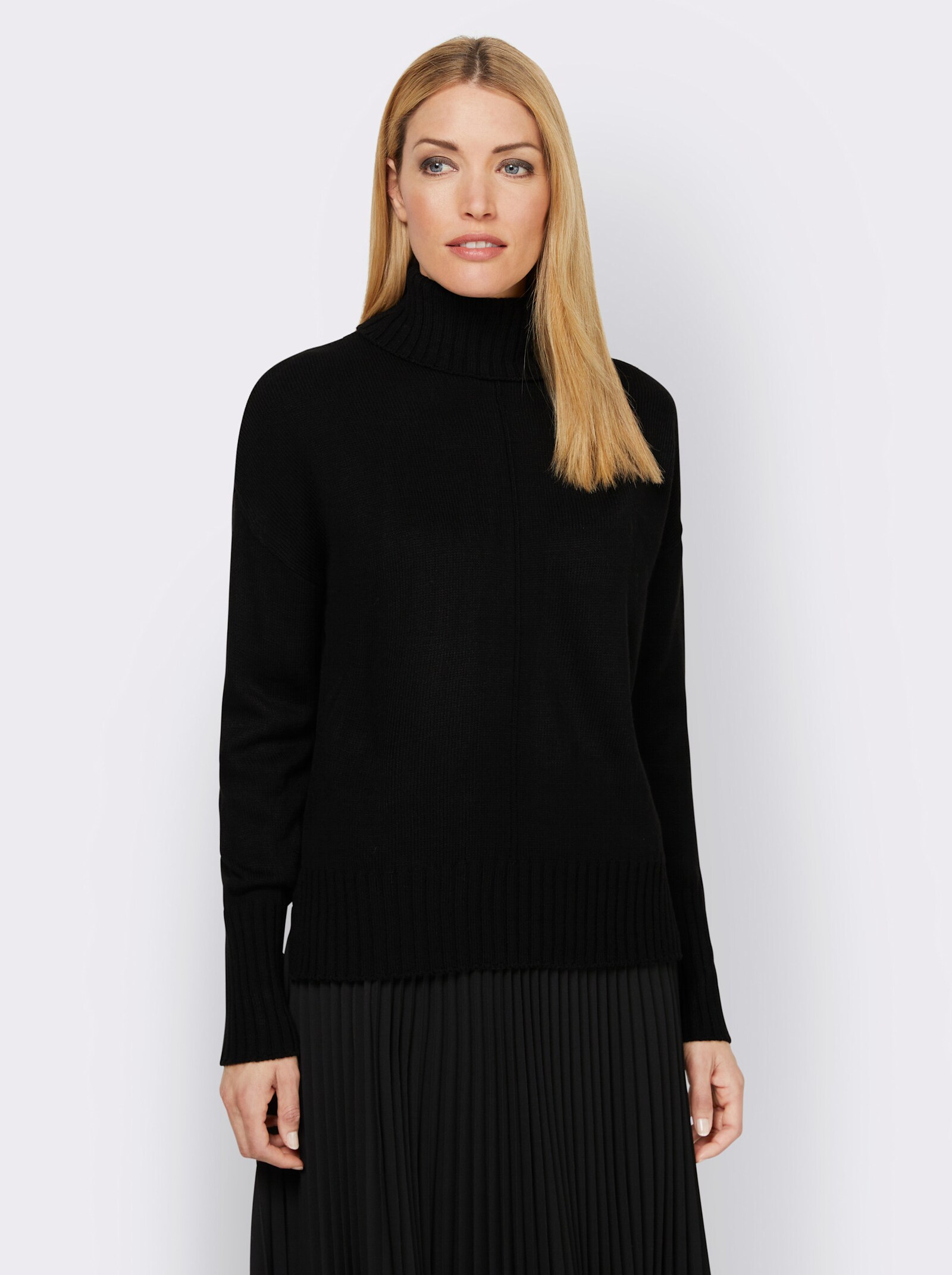 heine Rollkragenpullover mit Mittelnaht - schwarz