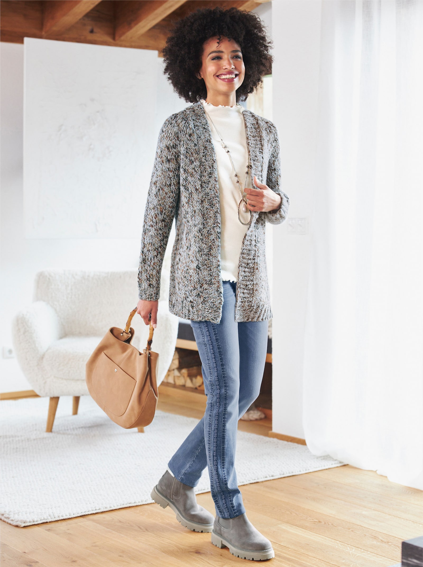 heine Jeans mit Zierstreifen, seitlich - blue-bleached