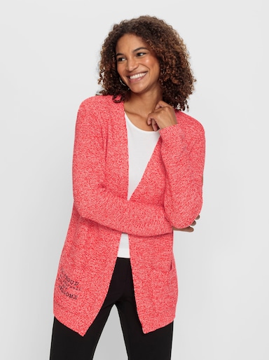 Strickjacke - grapefruit-weiß-meliert