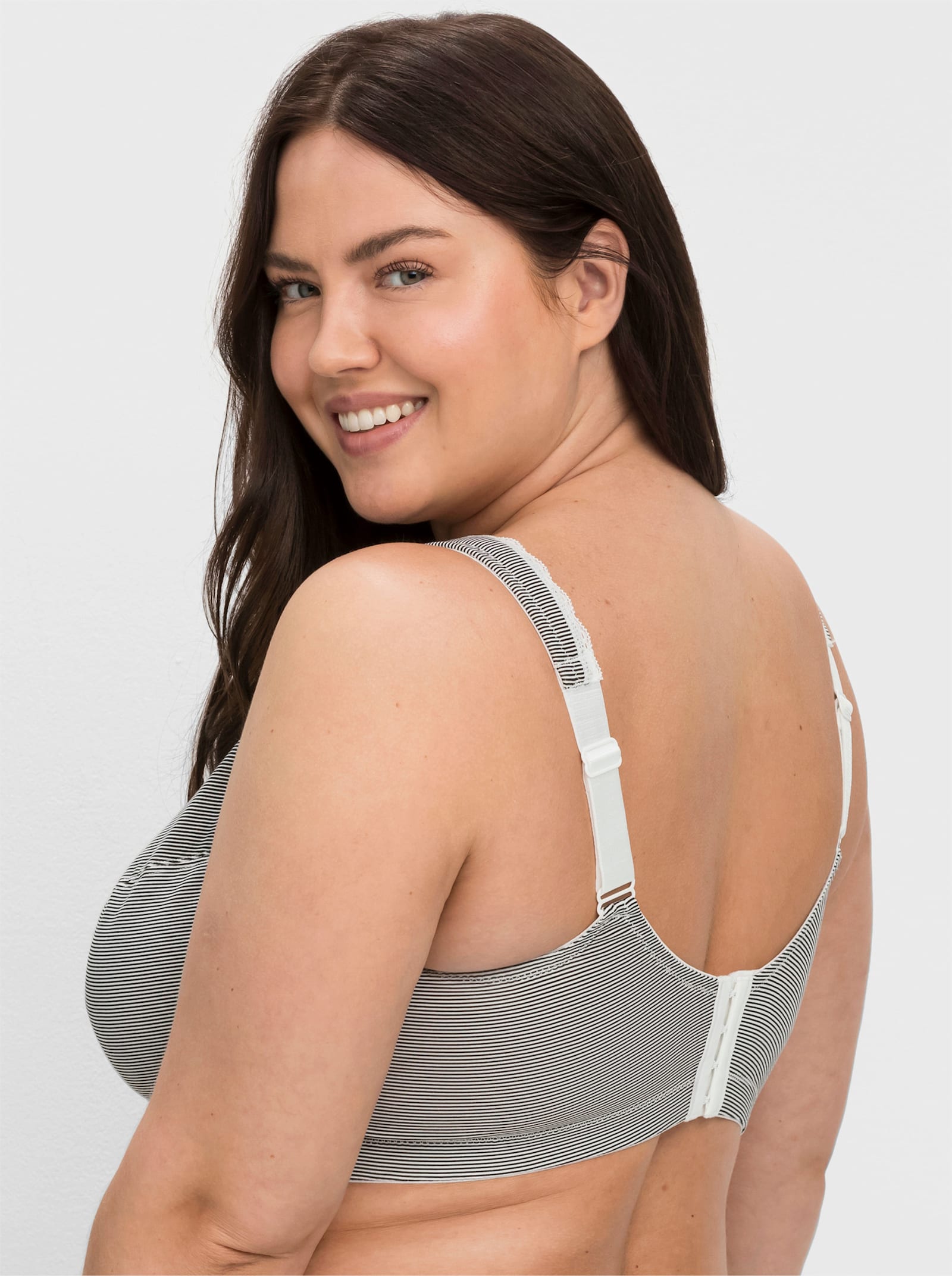 sheego BH ohne Bügel im Doppelpack - anthrazit + weiß