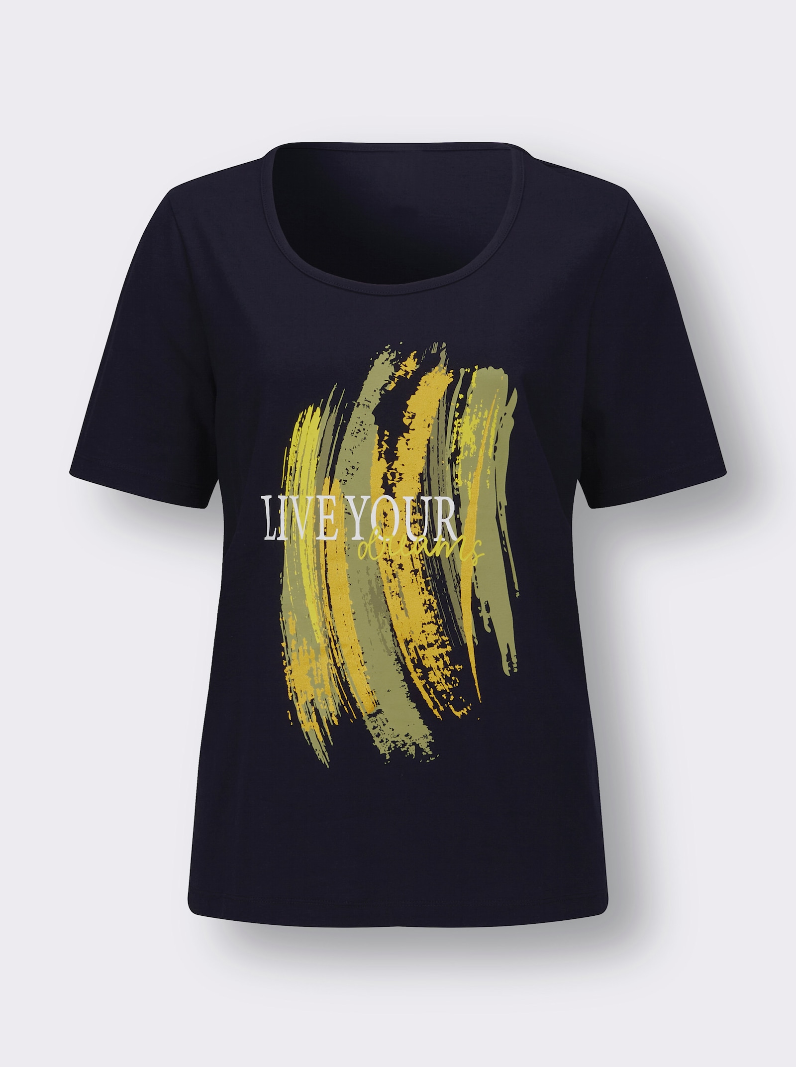 Shirt met korte mouwen en glitterprint - zwart, limoen