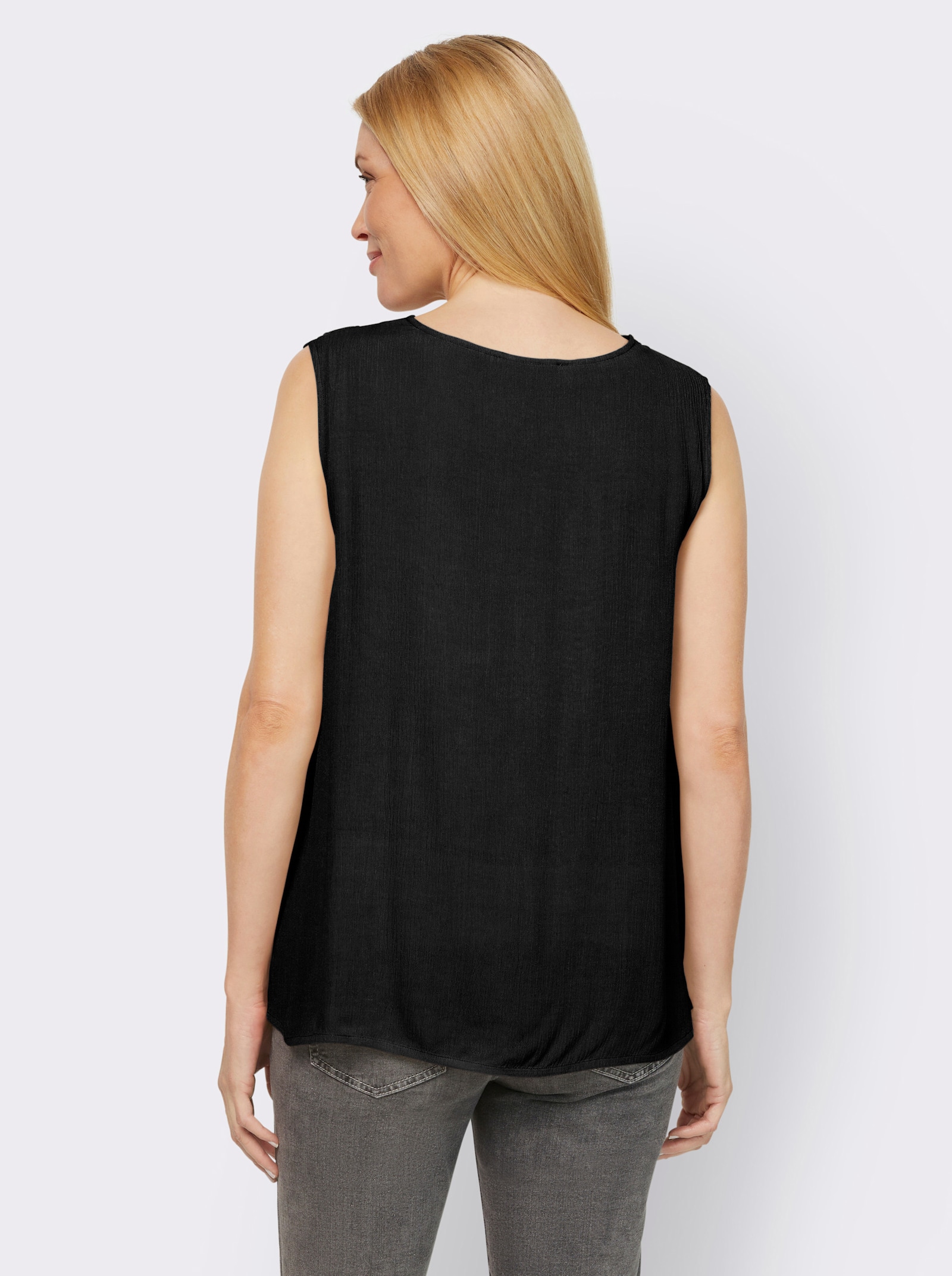 heine Spitzentop in Crinkle-Optik - schwarz