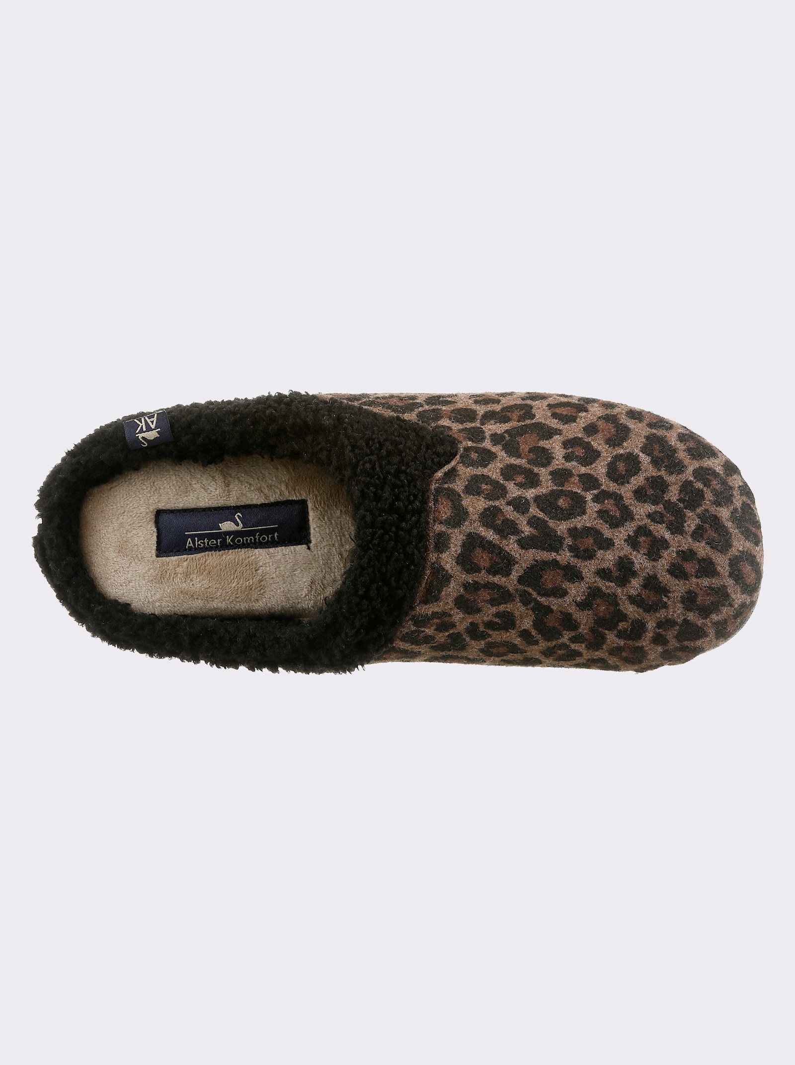 Pantoffel mit Leo-Muster - beige-gemustert