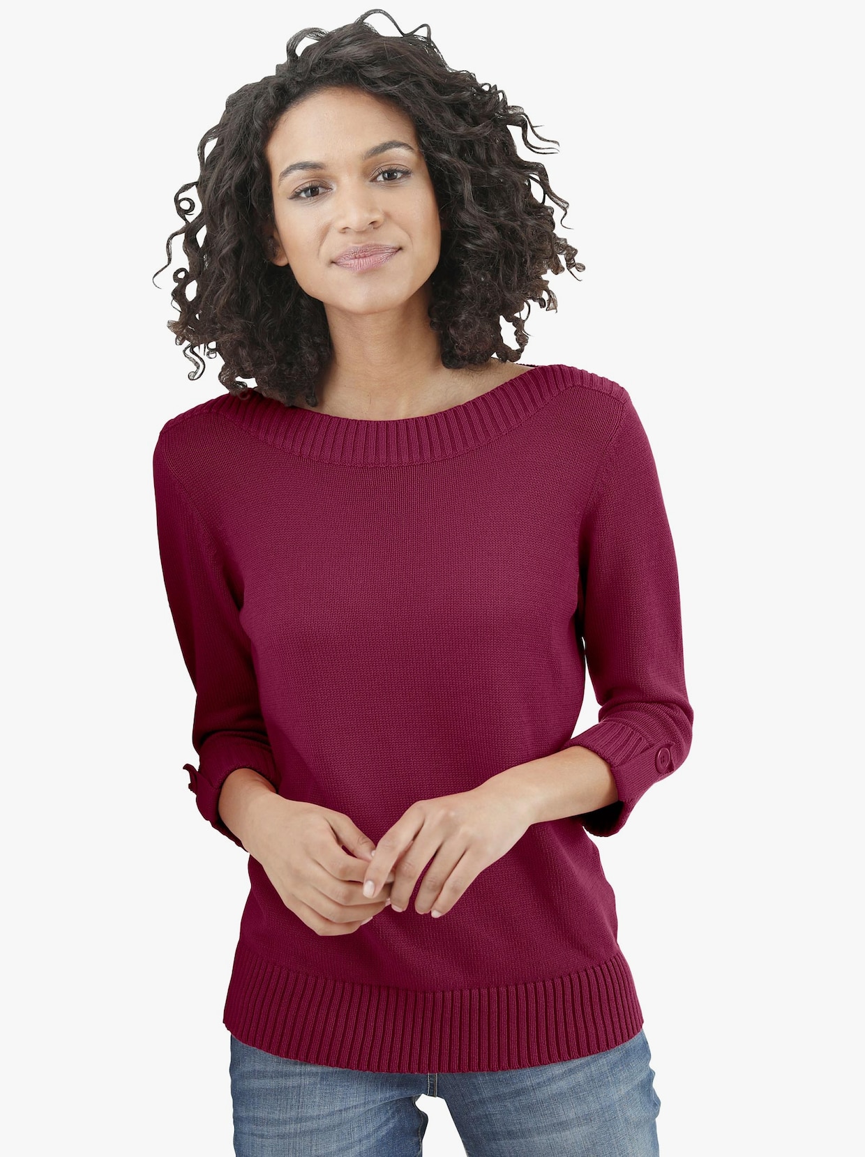 Pullover met 3/4-mouwen - wijnrood