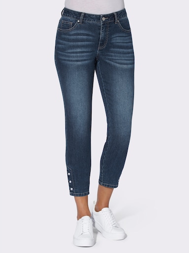 7/8-Jeans mit Schlitz am Saum - blue-stone-washed