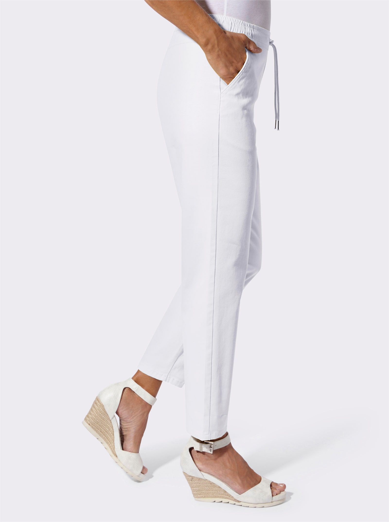 Schlupfjeans , weitenregulierbar - weiß
