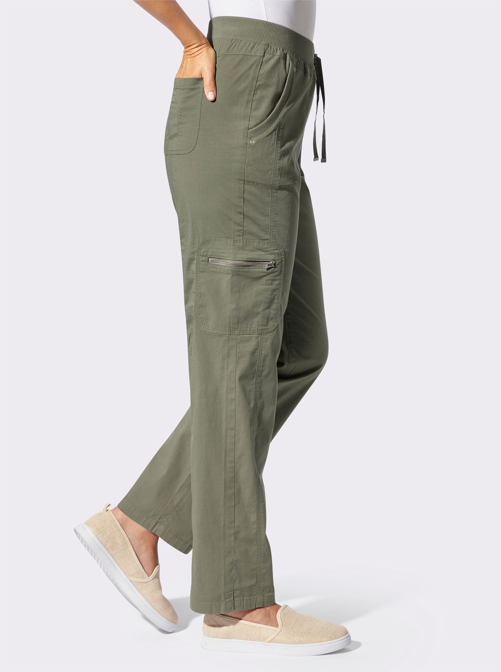 Schlupfhose mit funktionalen Taschen - khaki
