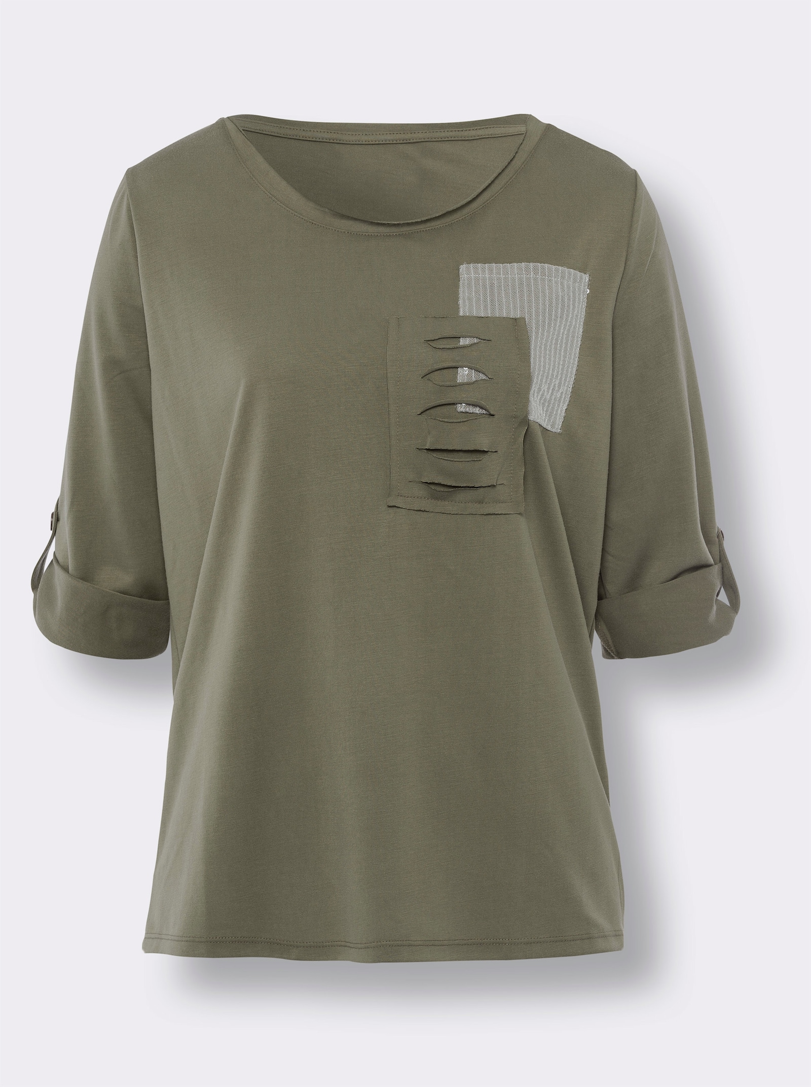 heine 3/4-Arm-Shirt mit Pailletten - khaki