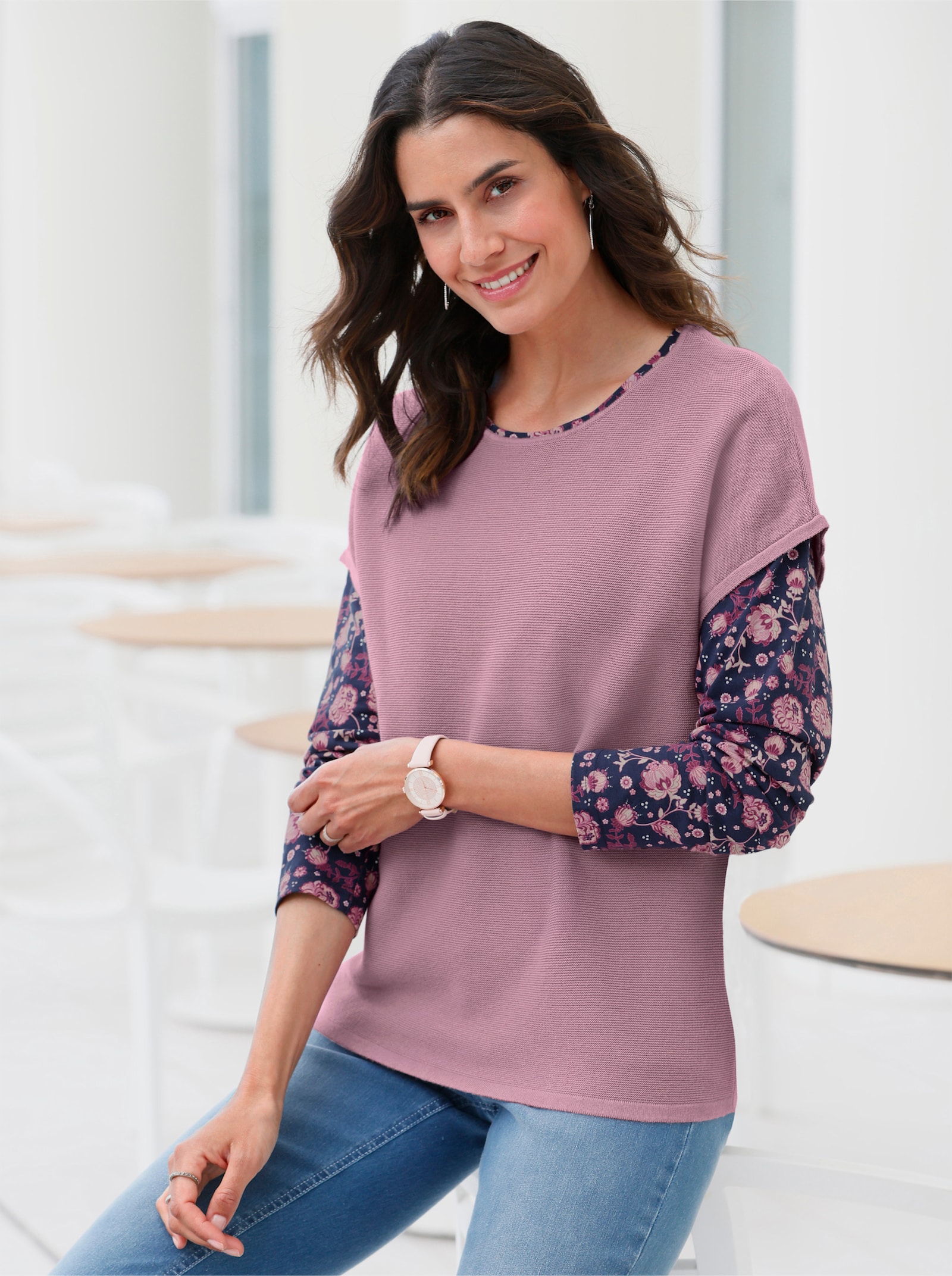 Svetr bez rukávů z rubového úpletu - slézová