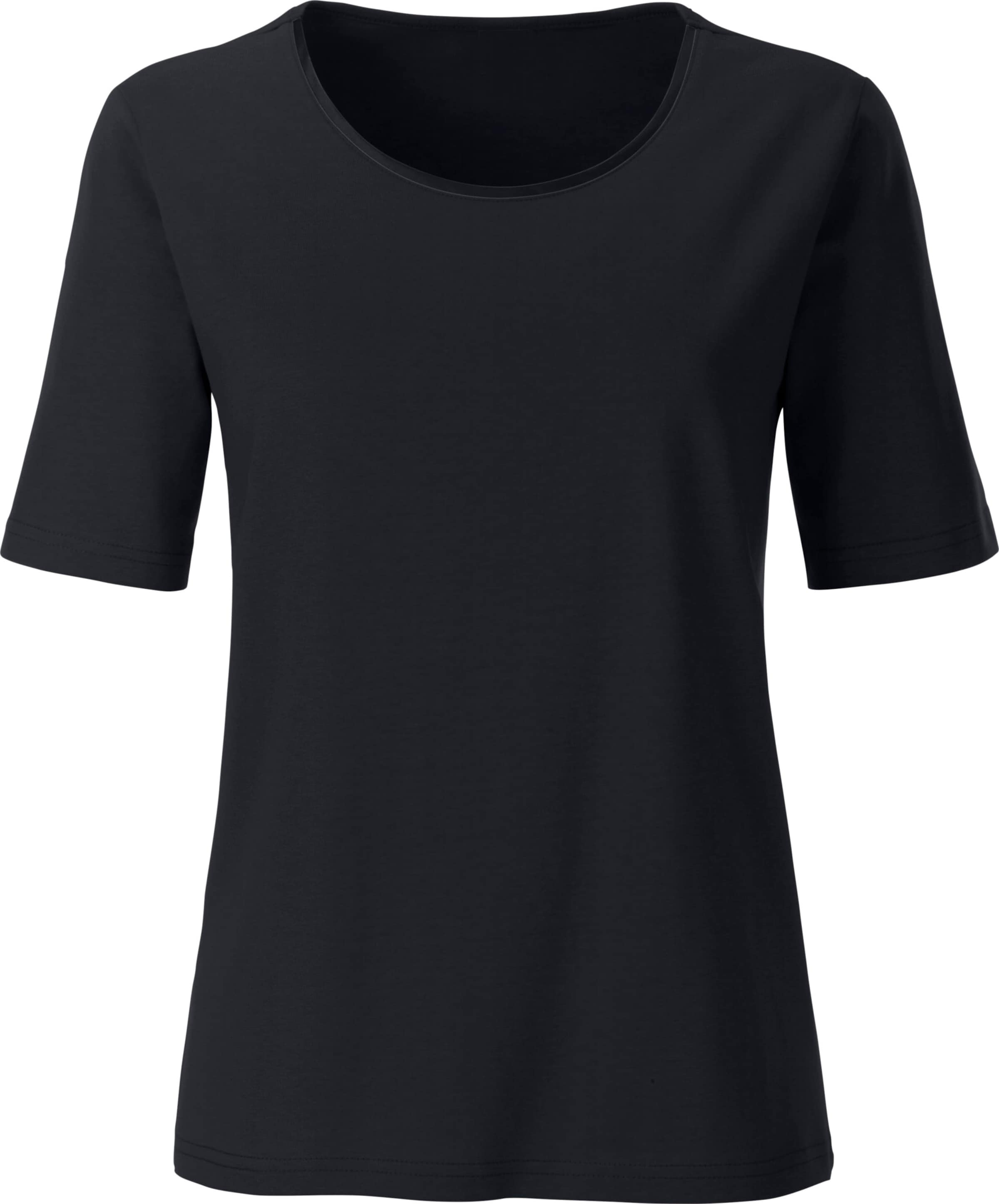 EIN LICHT günstig Kaufen-Rundhalsshirt in schwarz von heine. Rundhalsshirt in schwarz von heine <![CDATA[Anziehend schlicht, anziehend schön: Shirt mit schimmernder Satinpaspel am Ausschnitt. In wunderbar hautschmeichelnder Qualität.]]>. 