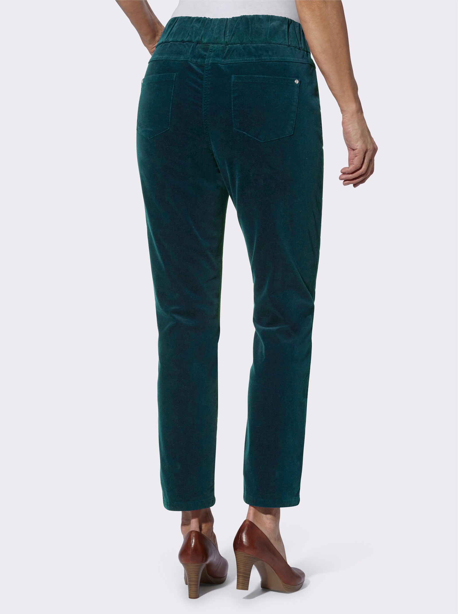 Comfortbroek van fluweel - petrol