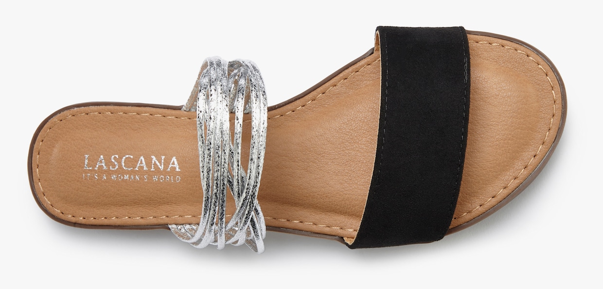 LASCANA slippers - zwart/zilverkleur