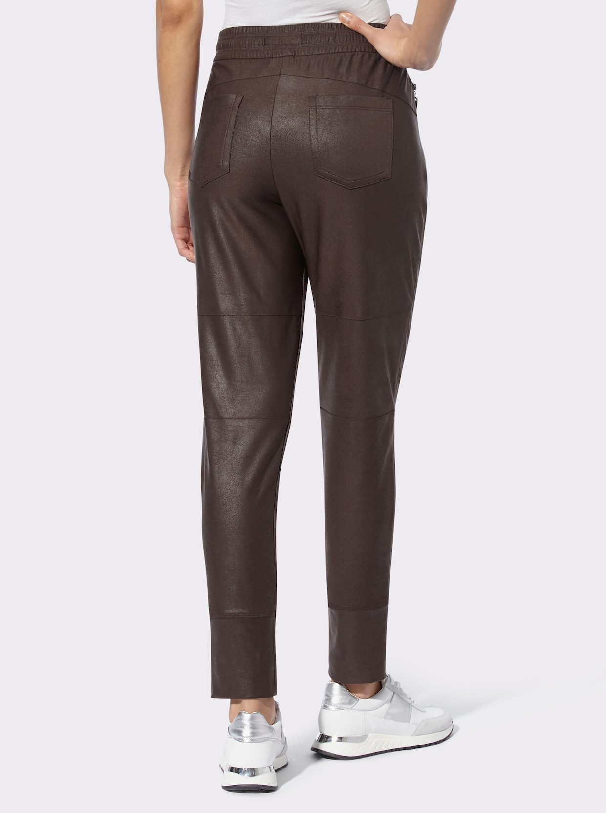 heine Broek van imitatieleer - chocolade