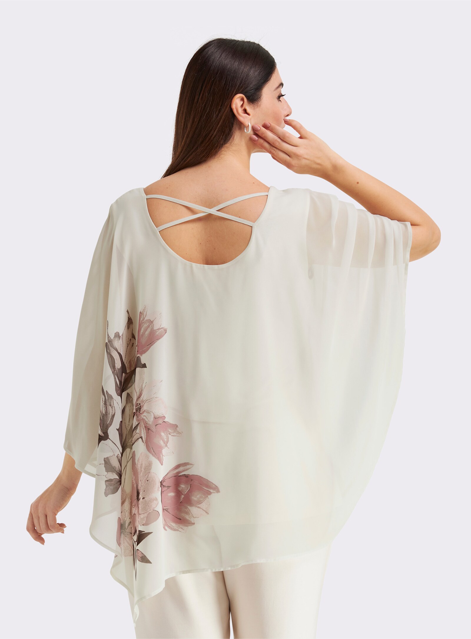 sheego Tunika in Cape-Form - champagner-puder-bedruckt