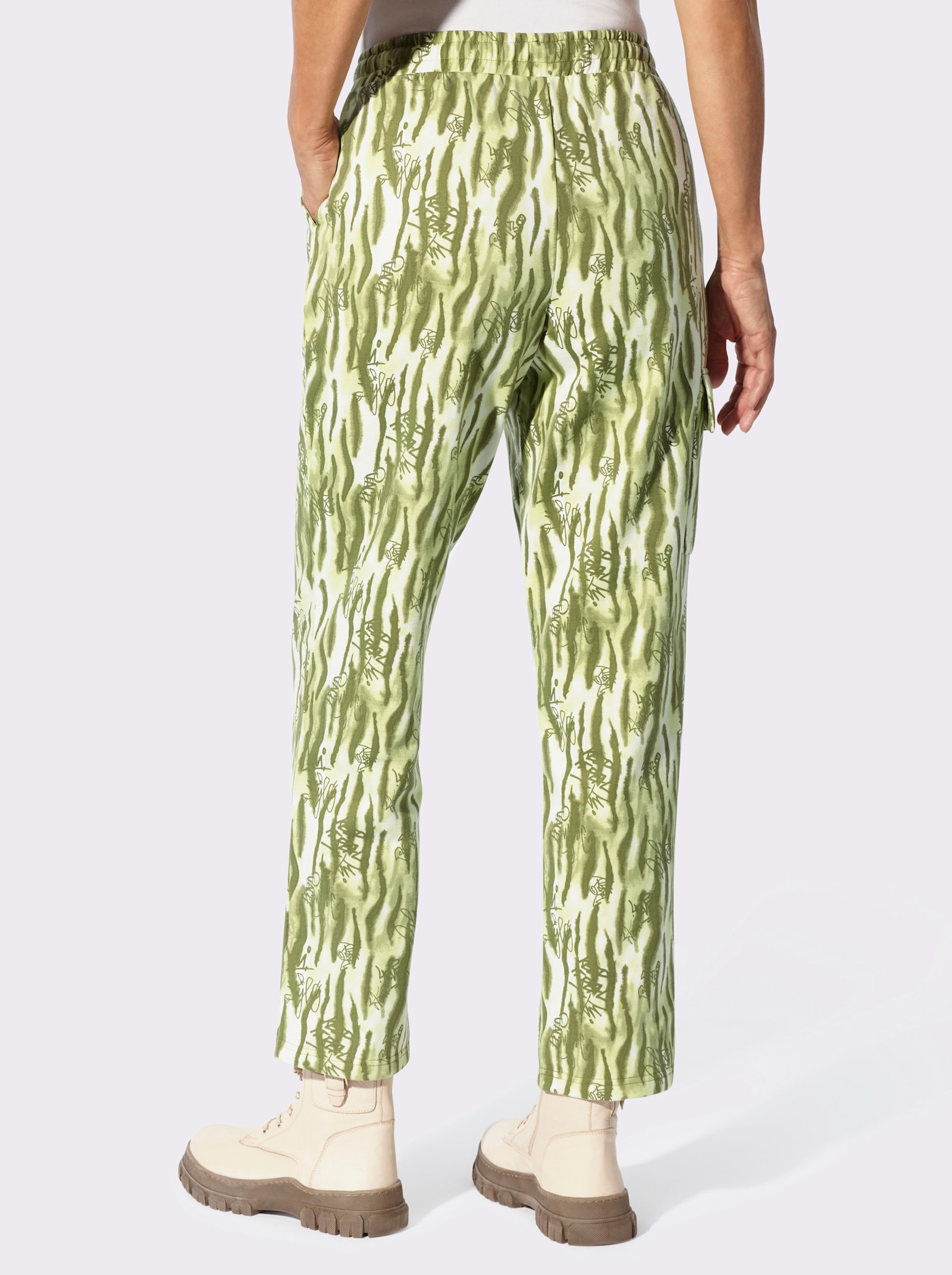 Sweathose im Druck-Dessin - oliv-schilf-gemustert