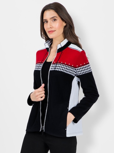 Fleecejacke mit Stretch-Einsätzen - schwarz