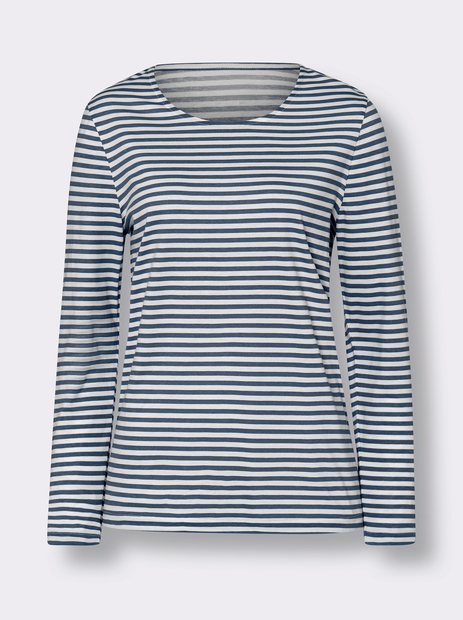 Gestreept shirt van puur katoen - donkerblauw/ecru gestreept