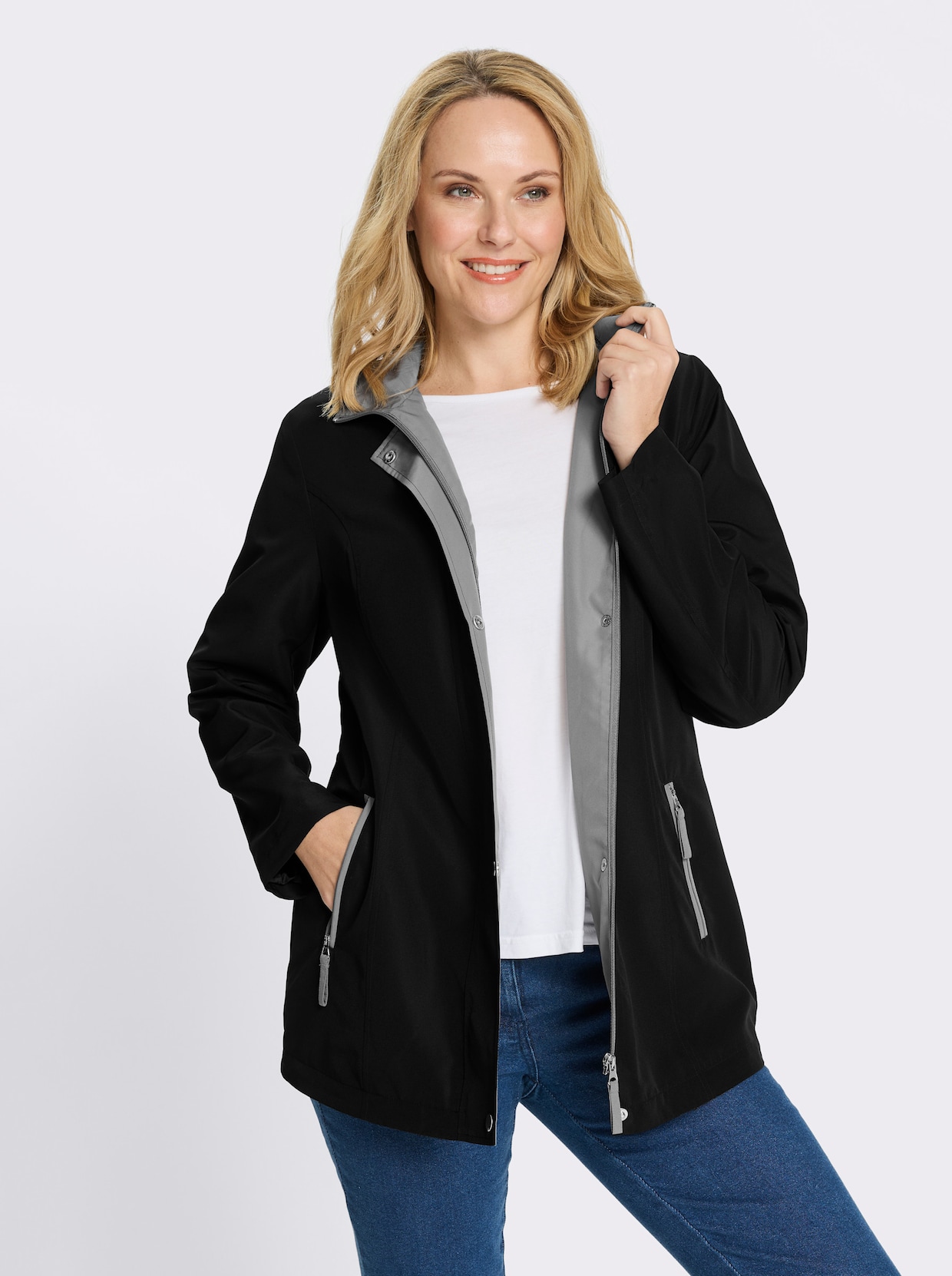 Funktionsjacke mit Innentasche - schwarz-grau
